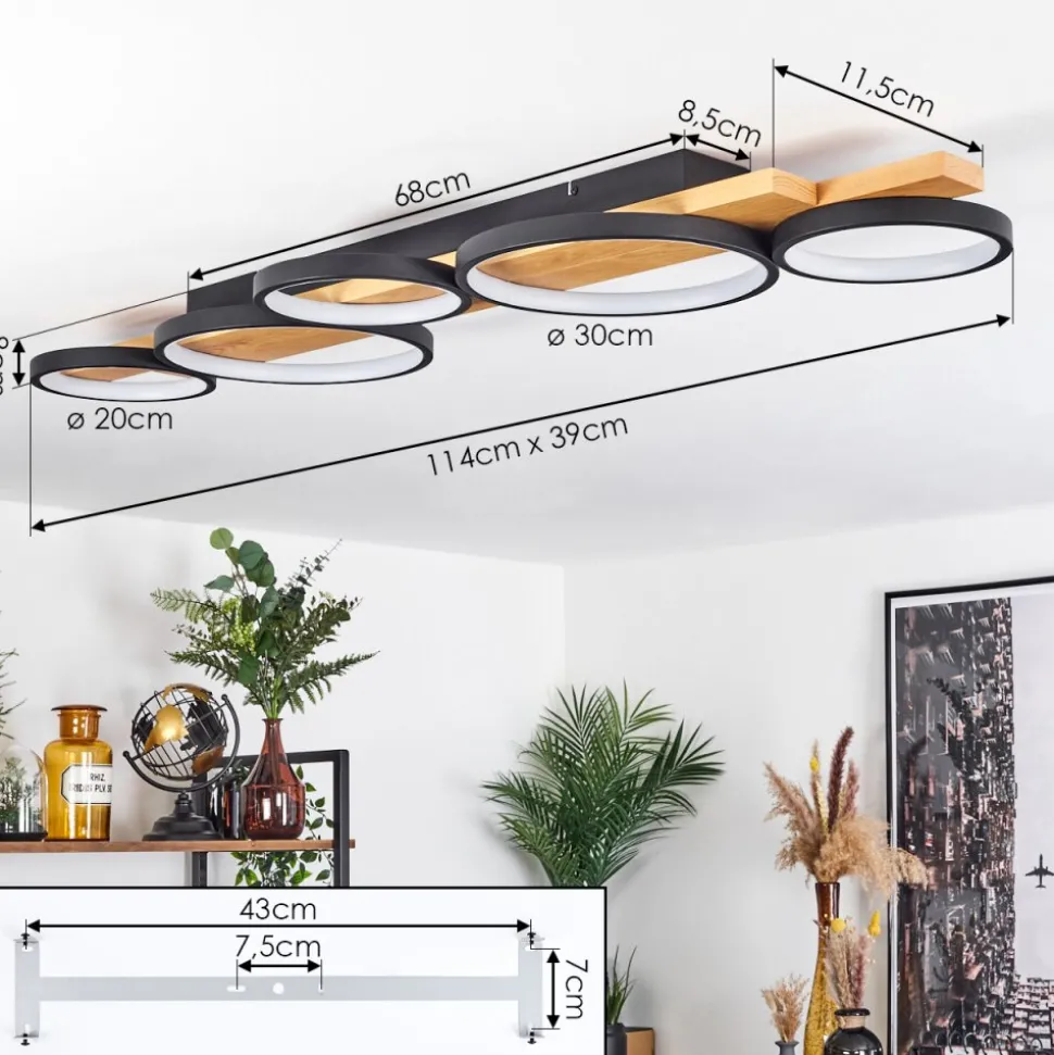 Plafonnier Rodekro Led Ecru, Noir, 1 Lumiere