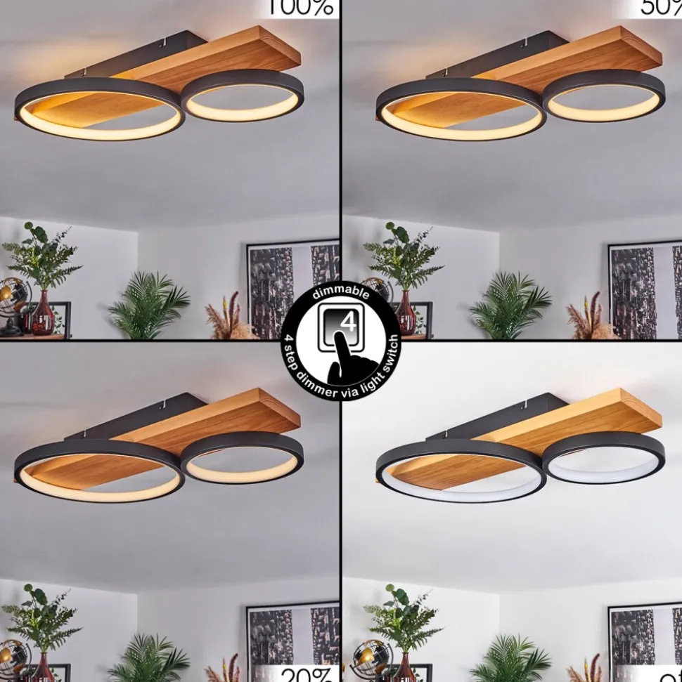 Plafonnier Rodekro Led Ecru, Noir, 1 Lumiere