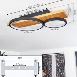 Plafonnier Rodekro Led Ecru, Noir, 1 Lumiere