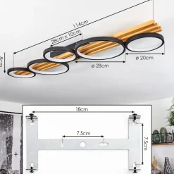 Plafonnier Rodekro Led Ecru, Noir, 1 Lumiere