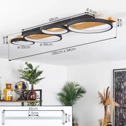 Plafonnier Rodekro Led Ecru, Noir, 1 Lumiere