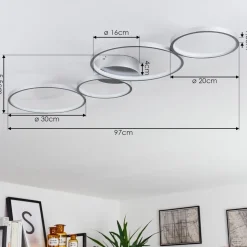 Plafonnier Rodekro Led Nickel Mat, 1 Lumiere