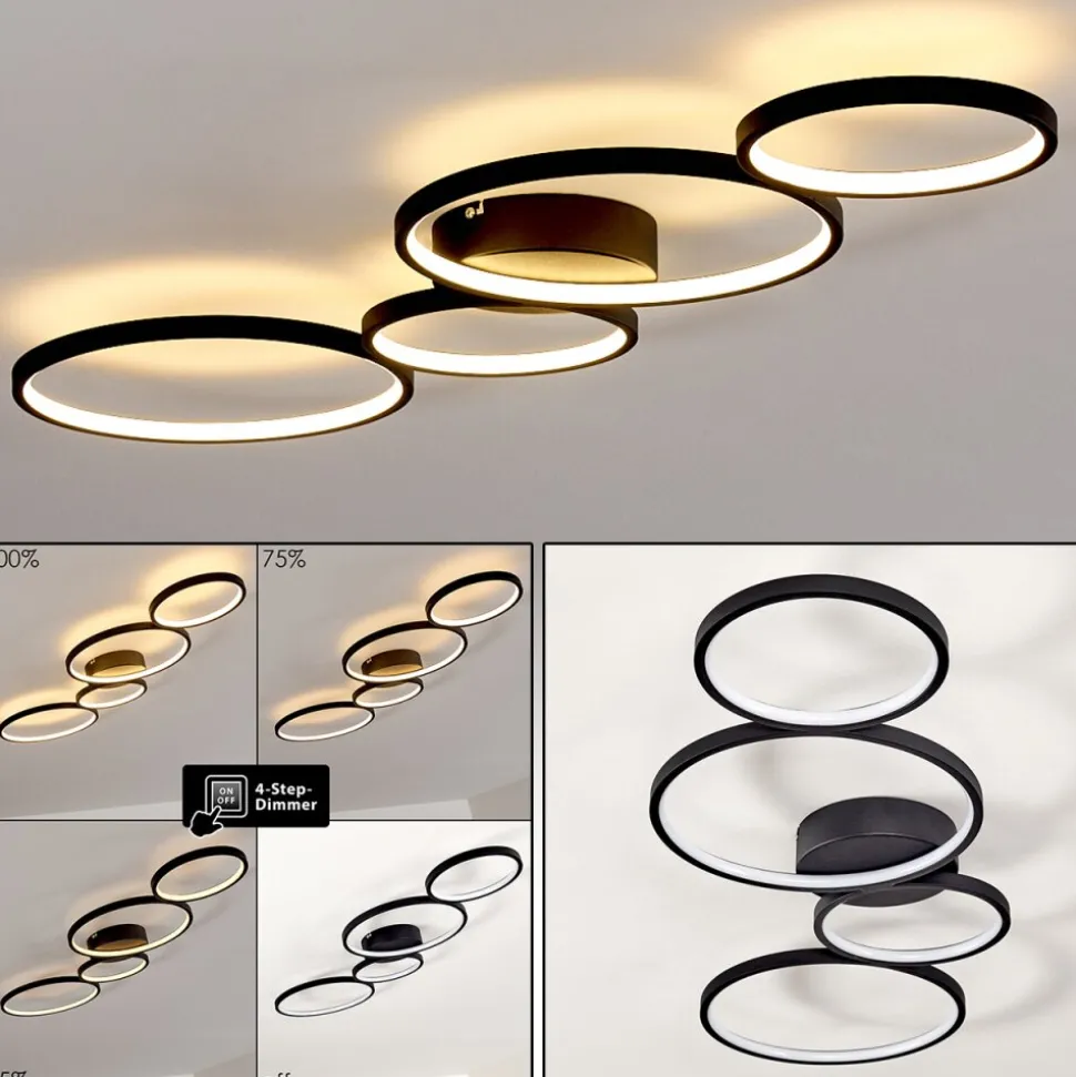Plafonnier Rodekro Led Noir, 1 Lumiere