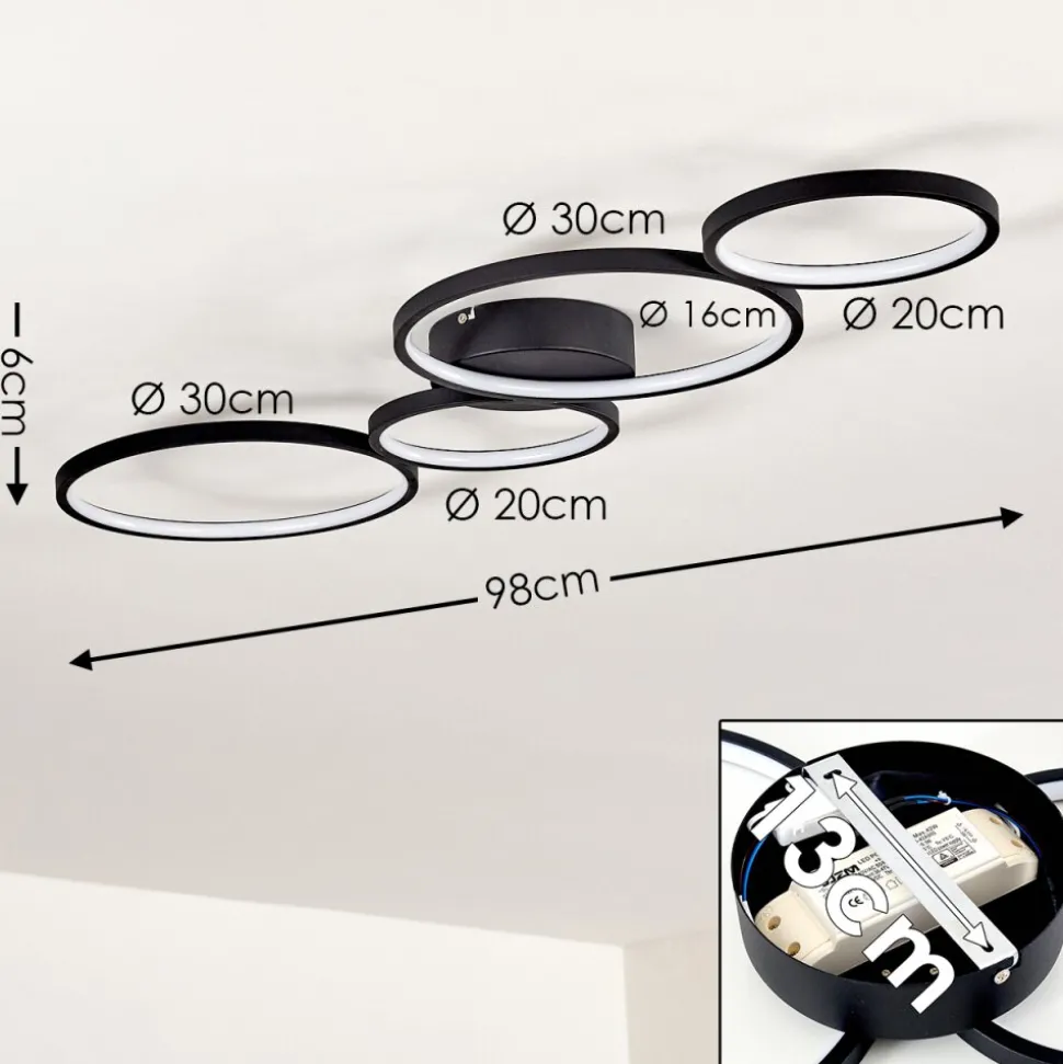 Plafonnier Rodekro Led Noir, 1 Lumiere