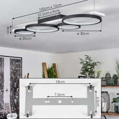 Plafonnier Rodekro Led Noir, Blanc, 1 Lumiere