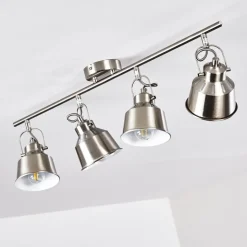 Plafonnier Safari Chrome Brosse, 4 Lumieres