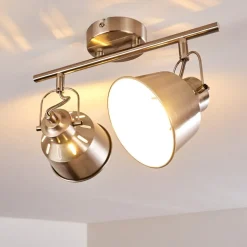 Plafonnier Safari Chrome Brosse, 2 Lumieres