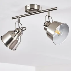 Plafonnier Safari Chrome Brosse, 2 Lumieres
