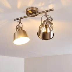 Plafonnier Safari Chrome Brosse, 2 Lumieres