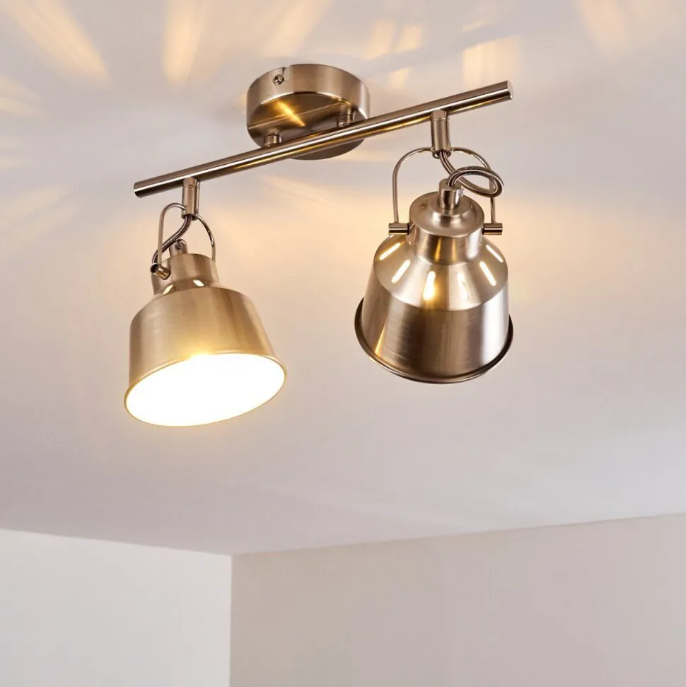 Plafonnier Safari Chrome Brosse, 2 Lumieres