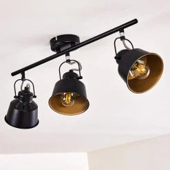 Plafonnier Safari Noir Dore, 3 Lumieres
