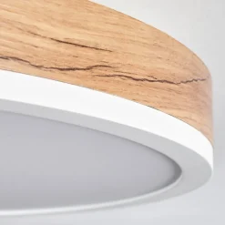 Plafonnier Salmi Led Brun, Couleur Bois, Blanc, 1 Lumiere