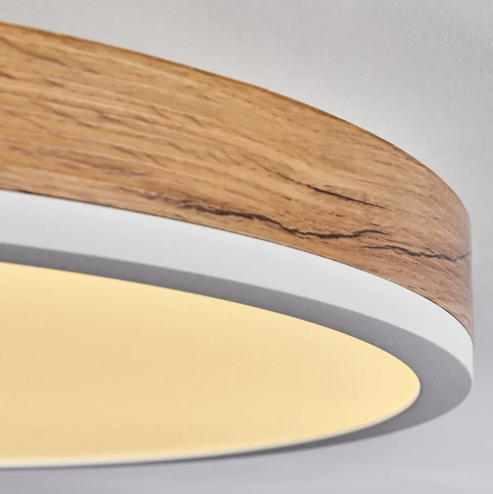 Plafonnier Salmi Led Brun, Couleur Bois, Blanc, 1 Lumiere