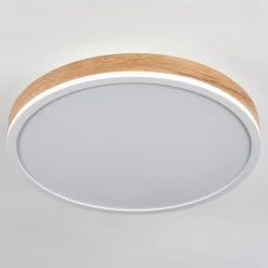 Plafonnier Salmi Led Brun, Couleur Bois, Blanc, 1 Lumiere