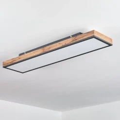 Plafonnier Salmi Led Brun, Couleur Bois, Noir, 1 Lumiere, Telecommandes