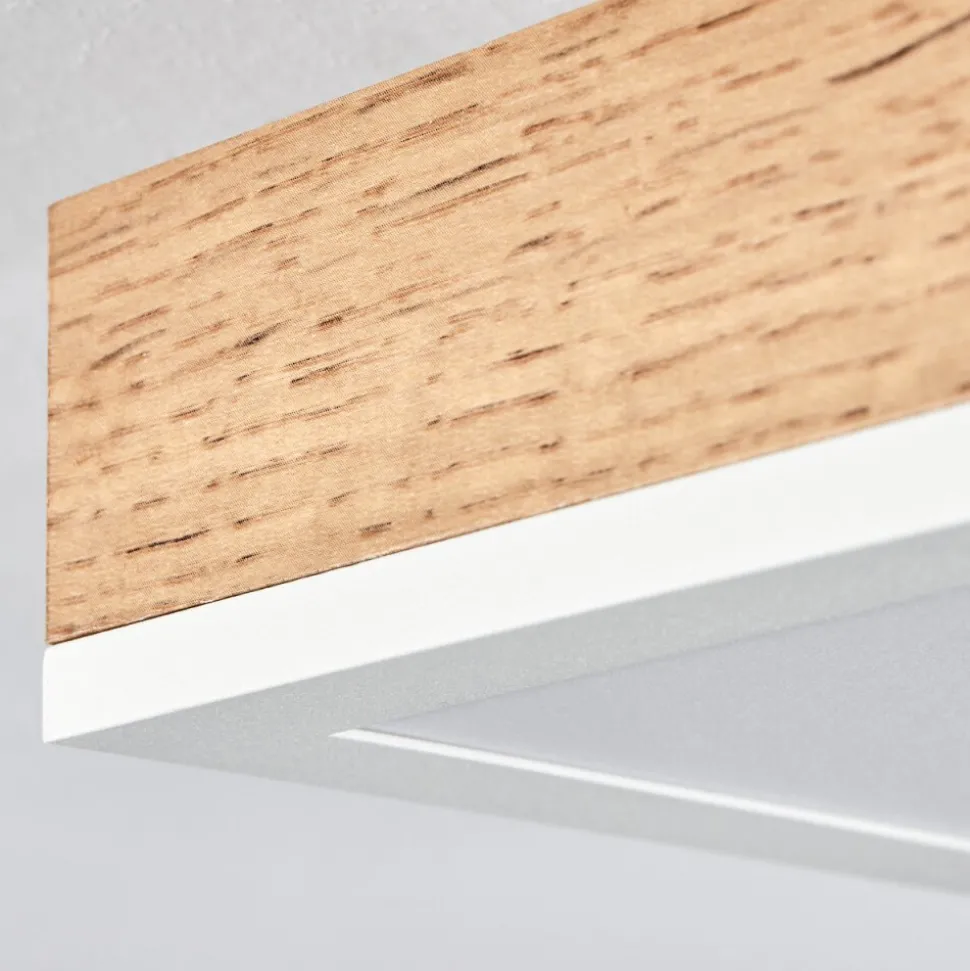 Plafonnier Salmi Led Brun, Couleur Bois, Blanc, 1 Lumiere
