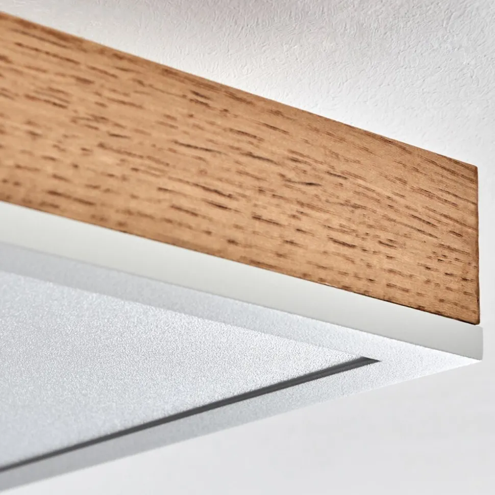 Plafonnier Salmi Led Brun, Couleur Bois, Blanc, 1 Lumiere