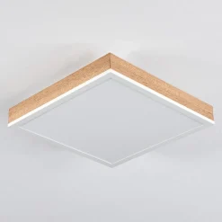 Plafonnier Salmi Led Brun, Couleur Bois, Blanc, 1 Lumiere