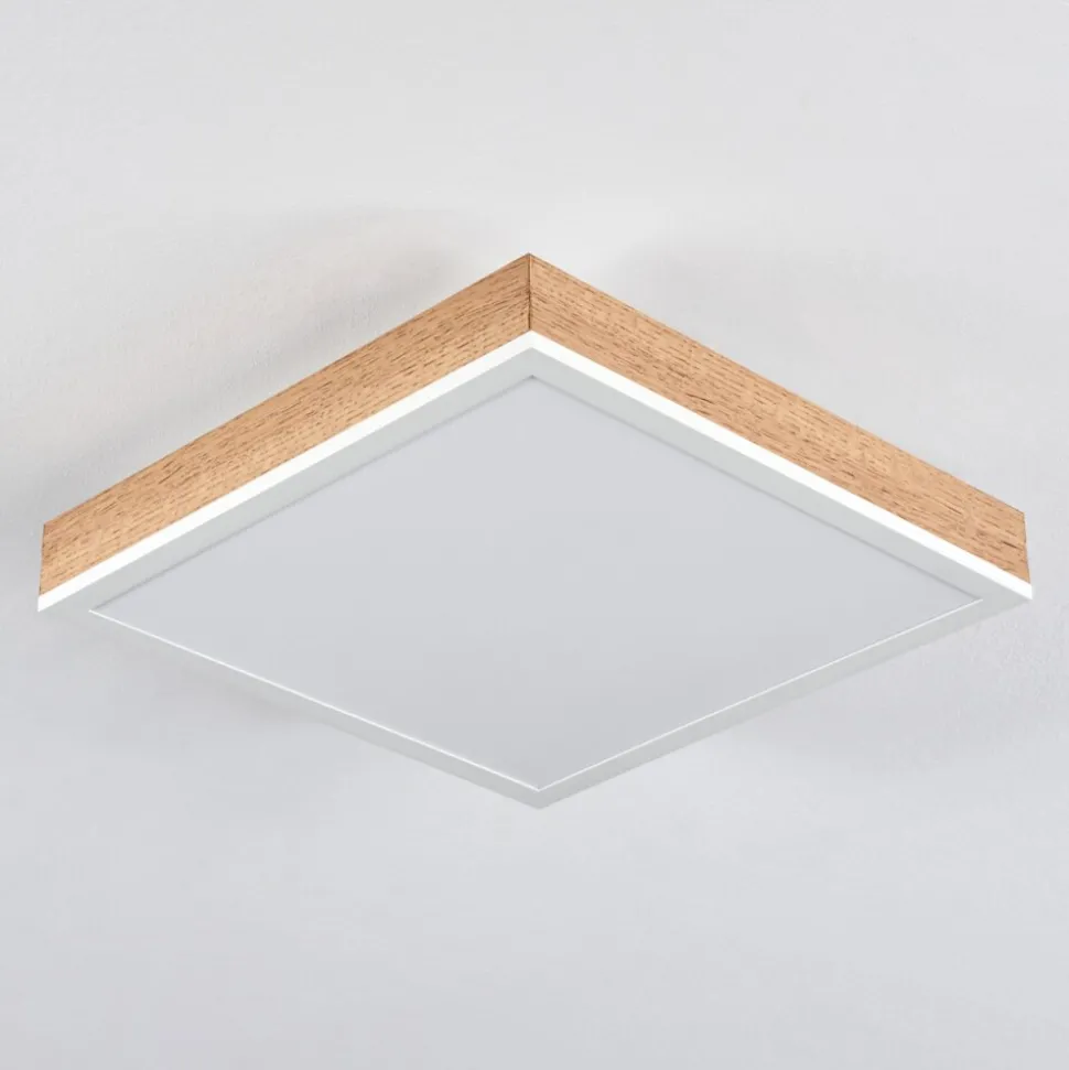 Plafonnier Salmi Led Brun, Couleur Bois, Blanc, 1 Lumiere