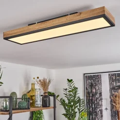 Plafonnier Salmi Led Couleur Bois, Noir, Blanc, 1 Lumiere