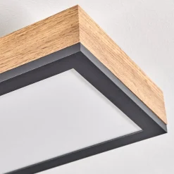 Plafonnier Salmi Led Couleur Bois, Noir, Blanc, 1 Lumiere