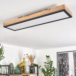 Plafonnier Salmi Led Couleur Bois, Noir, Blanc, 1 Lumiere