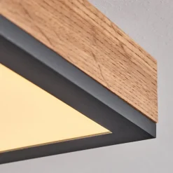 Plafonnier Salmi Led Couleur Bois, Noir, Blanc, 1 Lumiere