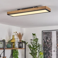 Plafonnier Salmi Led Couleur Bois, Noir, Blanc, 1 Lumiere