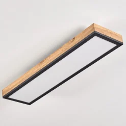 Plafonnier Salmi Led Couleur Bois, Noir, Blanc, 1 Lumiere