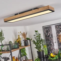 Plafonnier Salmi Led Couleur Bois, Noir, Blanc, 1 Lumiere