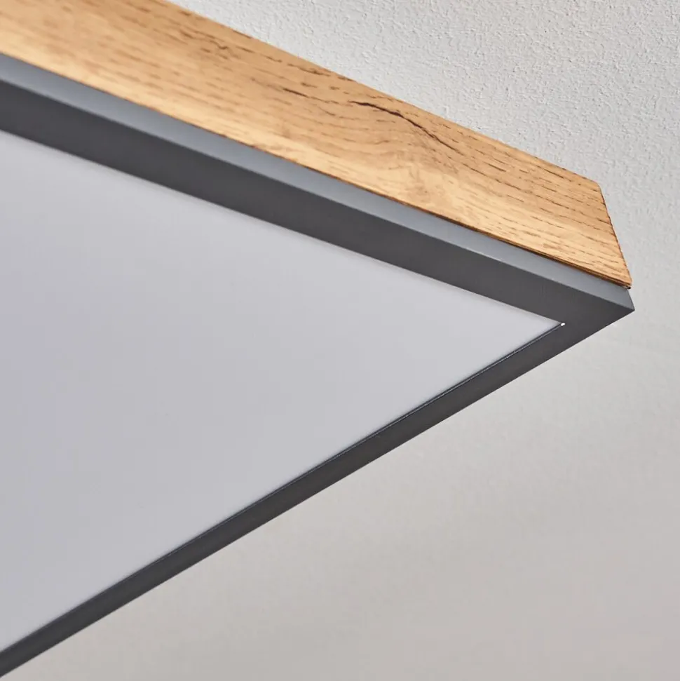 Plafonnier Salmi Led Couleur Bois, Noir, Blanc, 1 Lumiere, Telecommandes