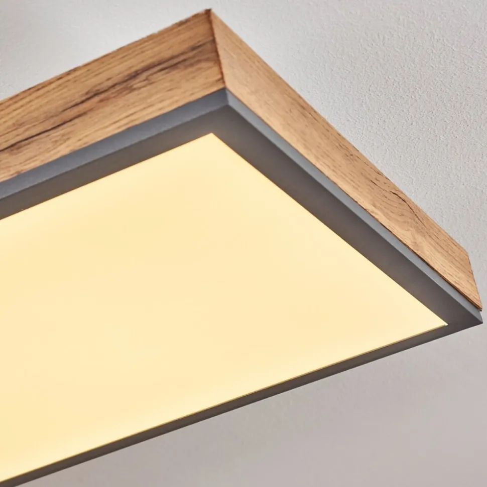 Plafonnier Salmi Led Couleur Bois, Noir, Blanc, 1 Lumiere, Telecommandes