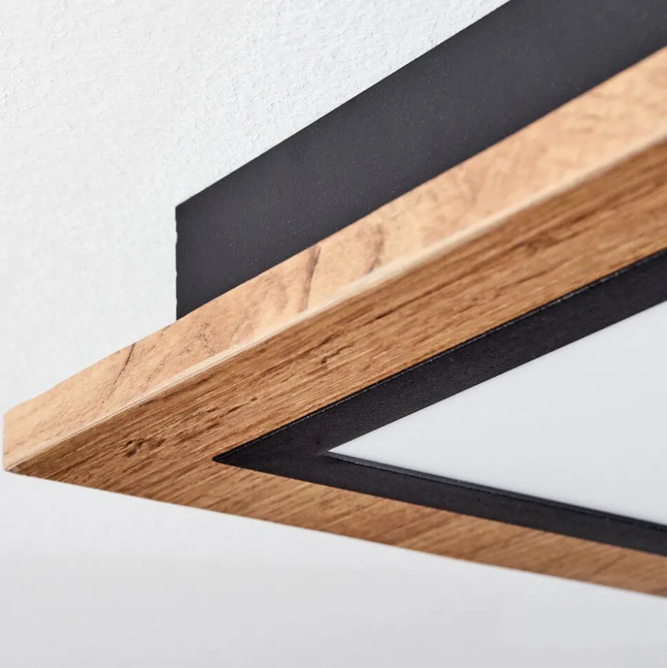 Plafonnier Salmi Led Couleur Bois, 1 Lumiere, Telecommandes