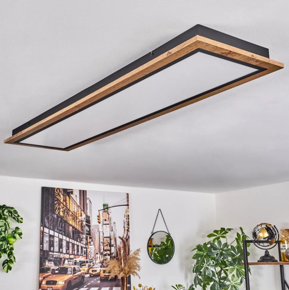 Plafonnier Salmi Led Couleur Bois, 1 Lumiere, Telecommandes