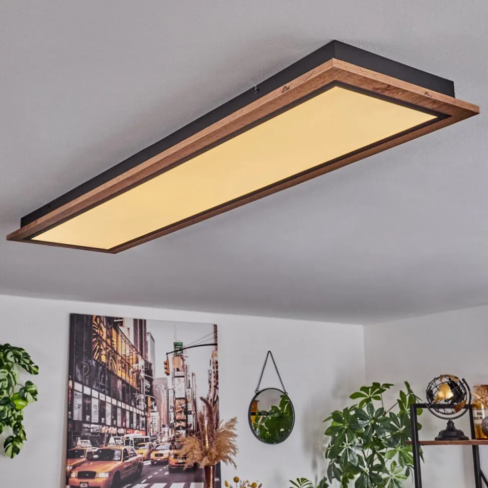 Plafonnier Salmi Led Couleur Bois, 1 Lumiere, Telecommandes