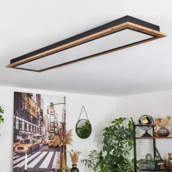 Plafonnier Salmi Led Couleur Bois, 1 Lumiere, Telecommandes