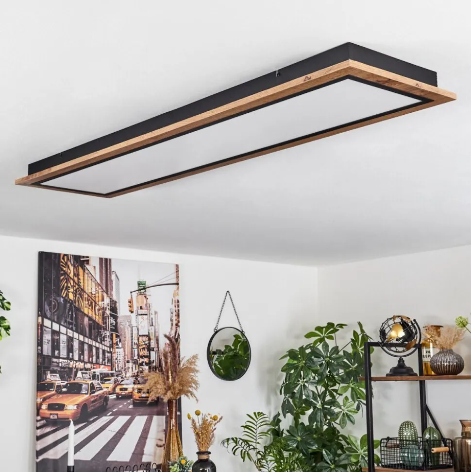 Plafonnier Salmi Led Couleur Bois, 1 Lumiere, Telecommandes