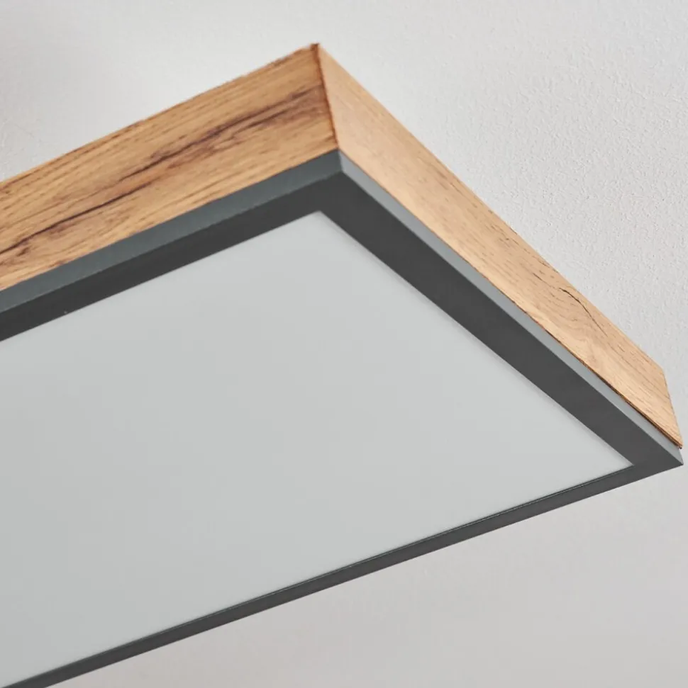 Plafonnier Salmi Led Couleur Bois, Noir, Blanc, 1 Lumiere