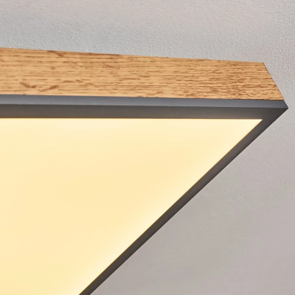 Plafonnier Salmi Led Couleur Bois, Noir, Blanc, 1 Lumiere
