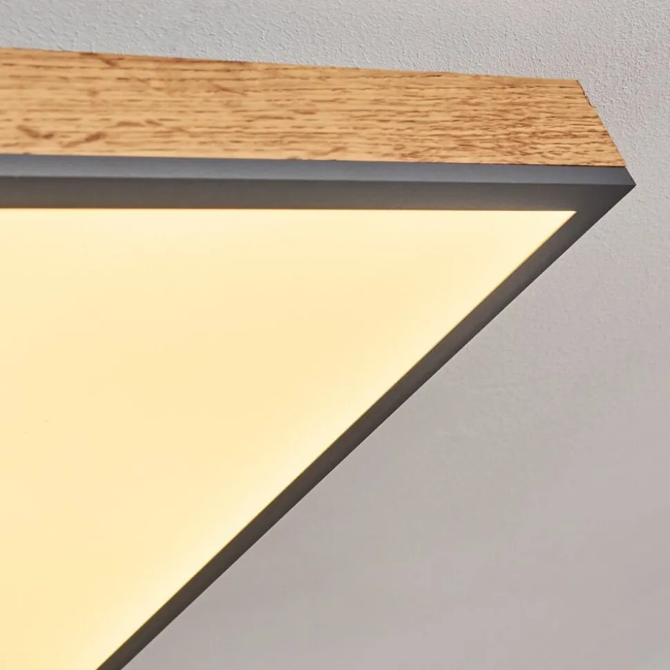 Plafonnier Salmi Led Couleur Bois, Noir, Blanc, 1 Lumiere