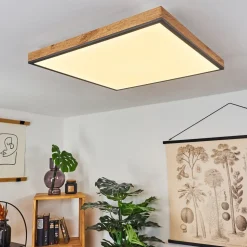 Plafonnier Salmi Led Couleur Bois, Noir, Blanc, 1 Lumiere