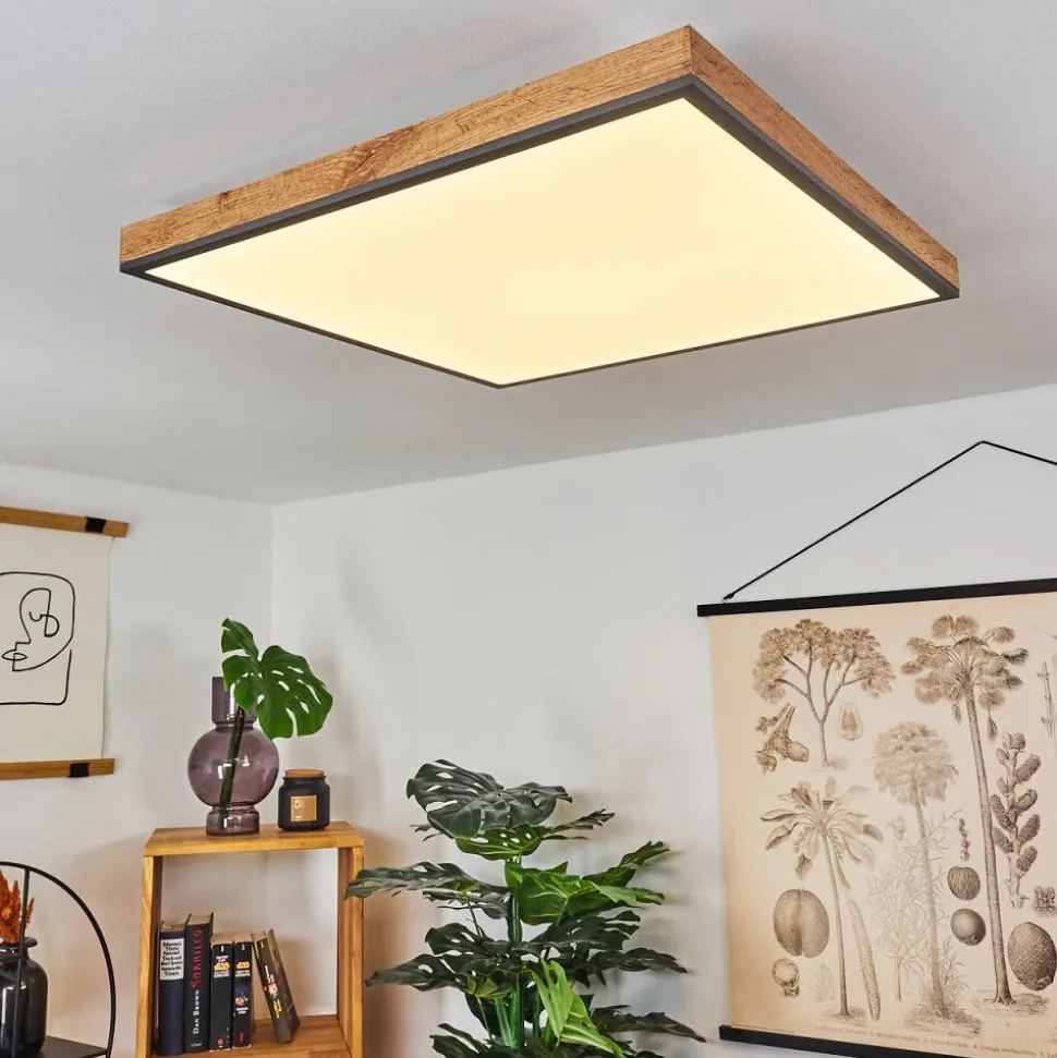 Plafonnier Salmi Led Couleur Bois, Noir, Blanc, 1 Lumiere