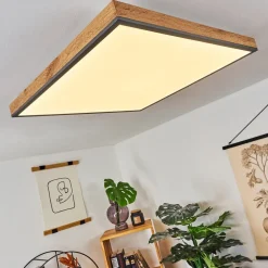 Plafonnier Salmi Led Couleur Bois, Noir, Blanc, 1 Lumiere