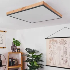 Plafonnier Salmi Led Couleur Bois, Noir, Blanc, 1 Lumiere