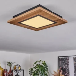 Plafonnier Salmi Led Couleur Bois, Noir, 1 Lumiere