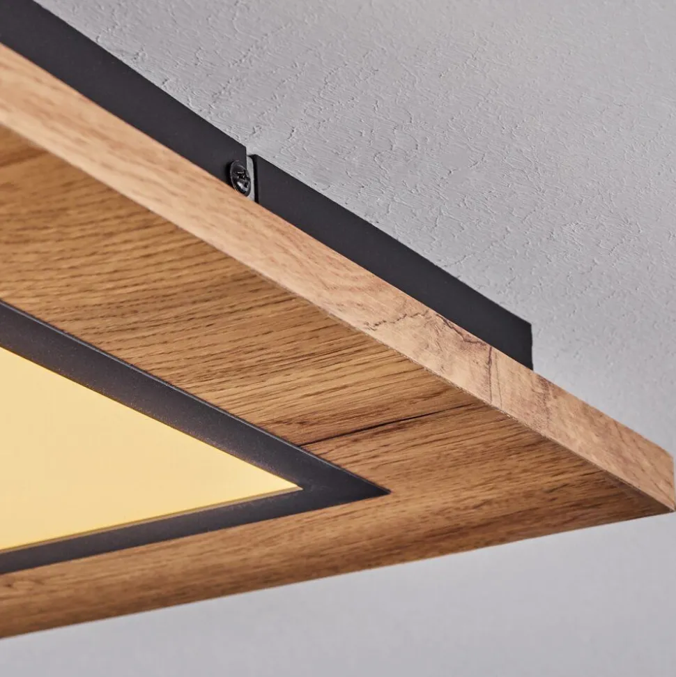 Plafonnier Salmi Led Couleur Bois, Noir, 1 Lumiere