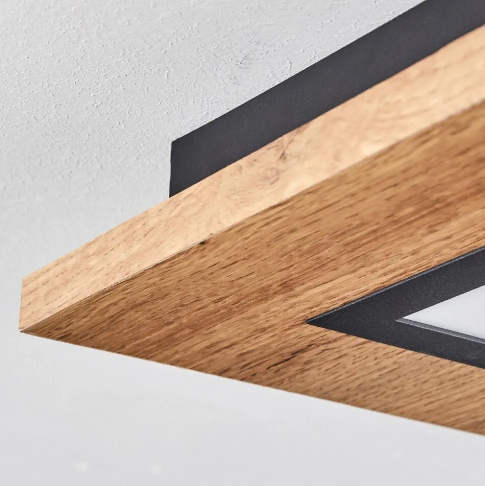 Plafonnier Salmi Led Couleur Bois, Noir, 1 Lumiere