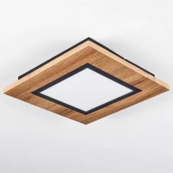 Plafonnier Salmi Led Couleur Bois, Noir, 1 Lumiere