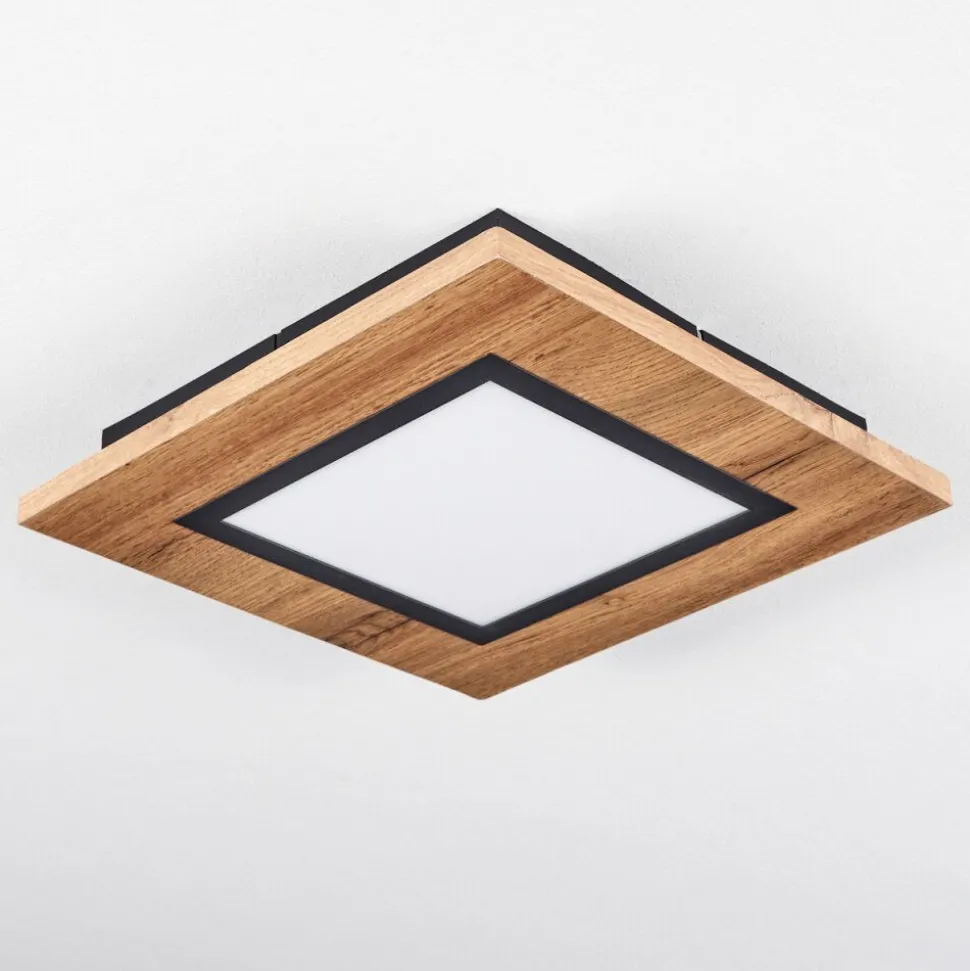 Plafonnier Salmi Led Couleur Bois, Noir, 1 Lumiere