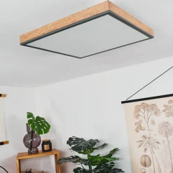 Plafonnier Salmi Led Couleur Bois, Noir, Blanc, 1 Lumiere